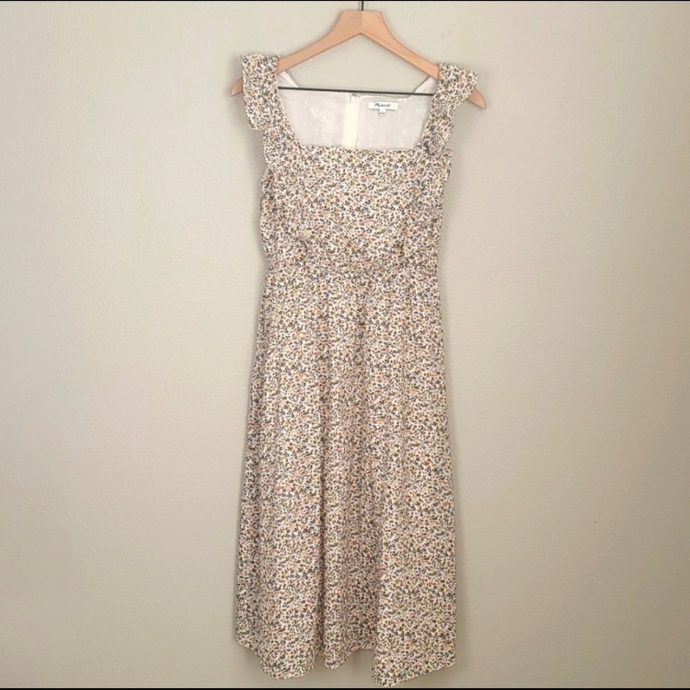 Madewell Ruffle Strap Square Neck Midi Prairie Dress